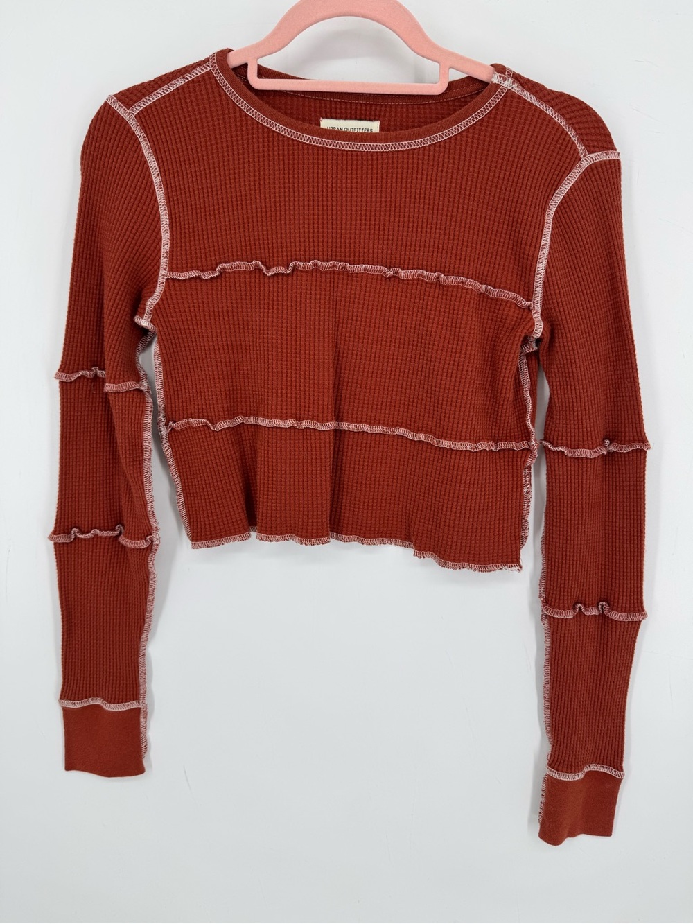 Urban Outfitters Women's Long Sleeve Cropped Waffle Knit Fall Thermal Size Small